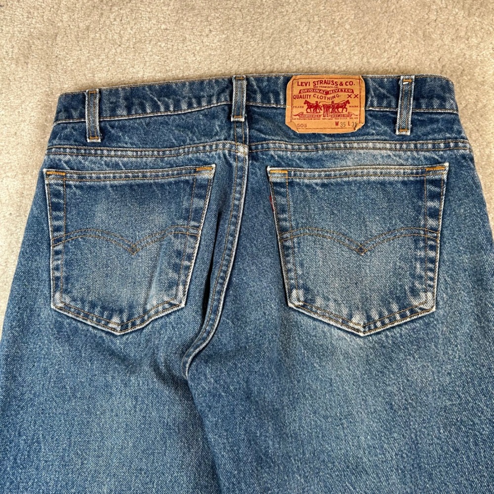 Vintage Levis 505 Jeans Mens 32x31 Blue Medium Wash Regular Fit Straight Leg USA - Picture 4 of 16